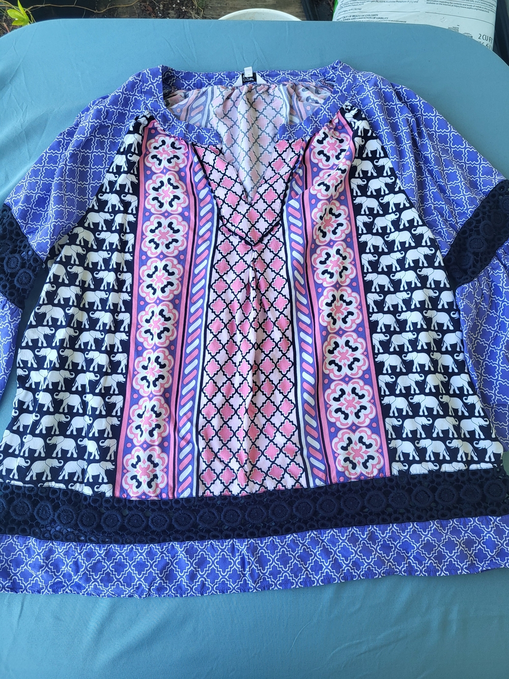 crown & ivy Multicolor Printed V-Neck Tunic with Elephant Motif